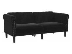 Sofá*vidaxl Sofá de 2 lugares veludo Preto