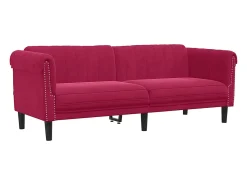 Sofá*vidaxl Sofá de 3 lugares veludo tinto Vermelho