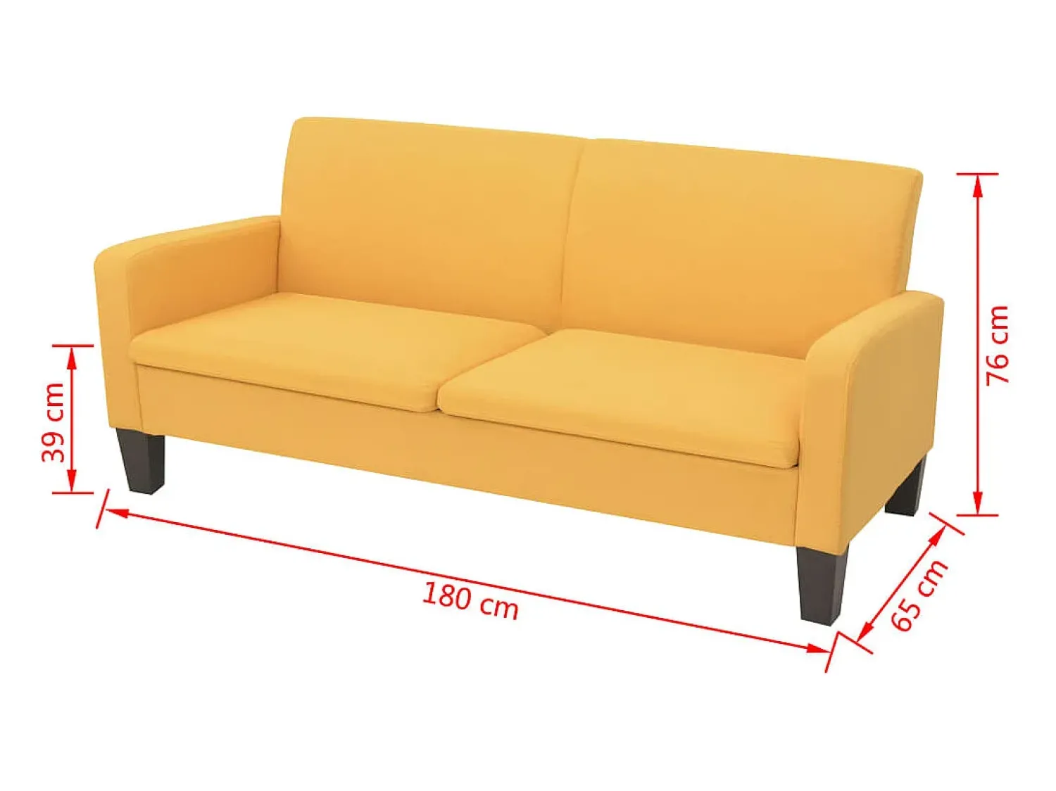 Clearance Sofá de 3 lugares 180x65x76 cm PT660434 Amarelo