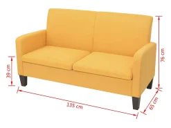 vidaxl Sofá de 2 lugares 135x65x76 cm^ Sofá