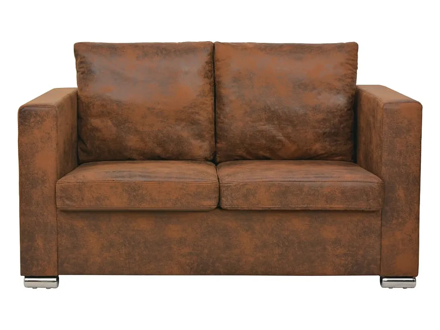 Sofá* Sofá de 2 lugares 137x73x82 cm camurça artificial PT577035 Castanho