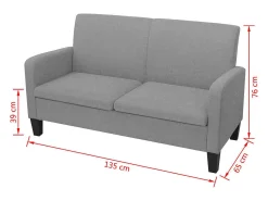 Sofá de 2 lugares 135x65x76 cm PT789899^ Sofá