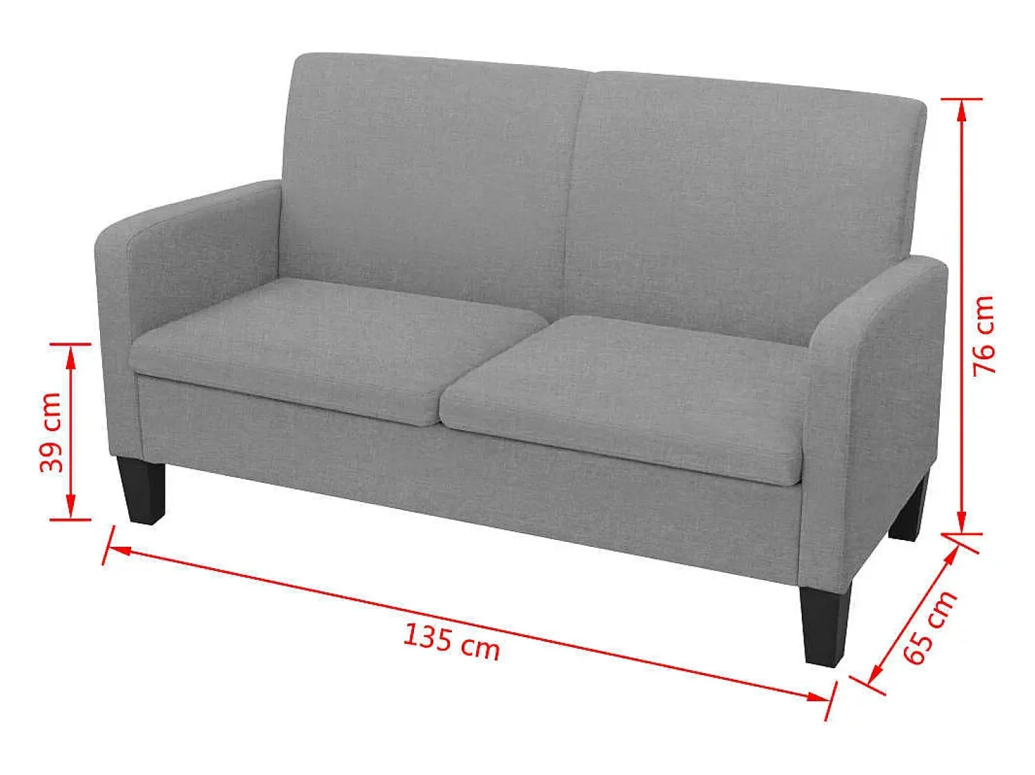 Sofá de 2 lugares 135x65x76 cm PT789899^ Sofá