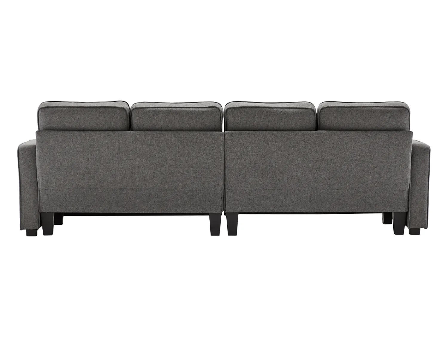Sofá de 4 lugares, 264x83x87cm, tecido linho, com bolsos para os braços e 4 almofadas, estilo simples, para sala de estar, escuro^ Sofá