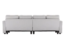 Sofá* Sofá de 4 lugares, 264x83x87cm, tecido linho, com bolsos para os braços e 4 almofadas, estilo simples, para sala de estar, Cinzento claro