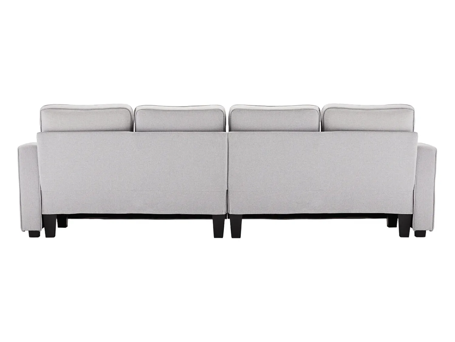 Sofá* Sofá de 4 lugares, 264x83x87cm, tecido linho, com bolsos para os braços e 4 almofadas, estilo simples, para sala de estar, Cinzento claro