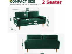 Sofá*DripeX Sofá de 2 -Setente em veludo , sofá moderno da sala de estar, com apoios de braços e pés cônicos, uma região lombar - 148,5x78x85cm Verde