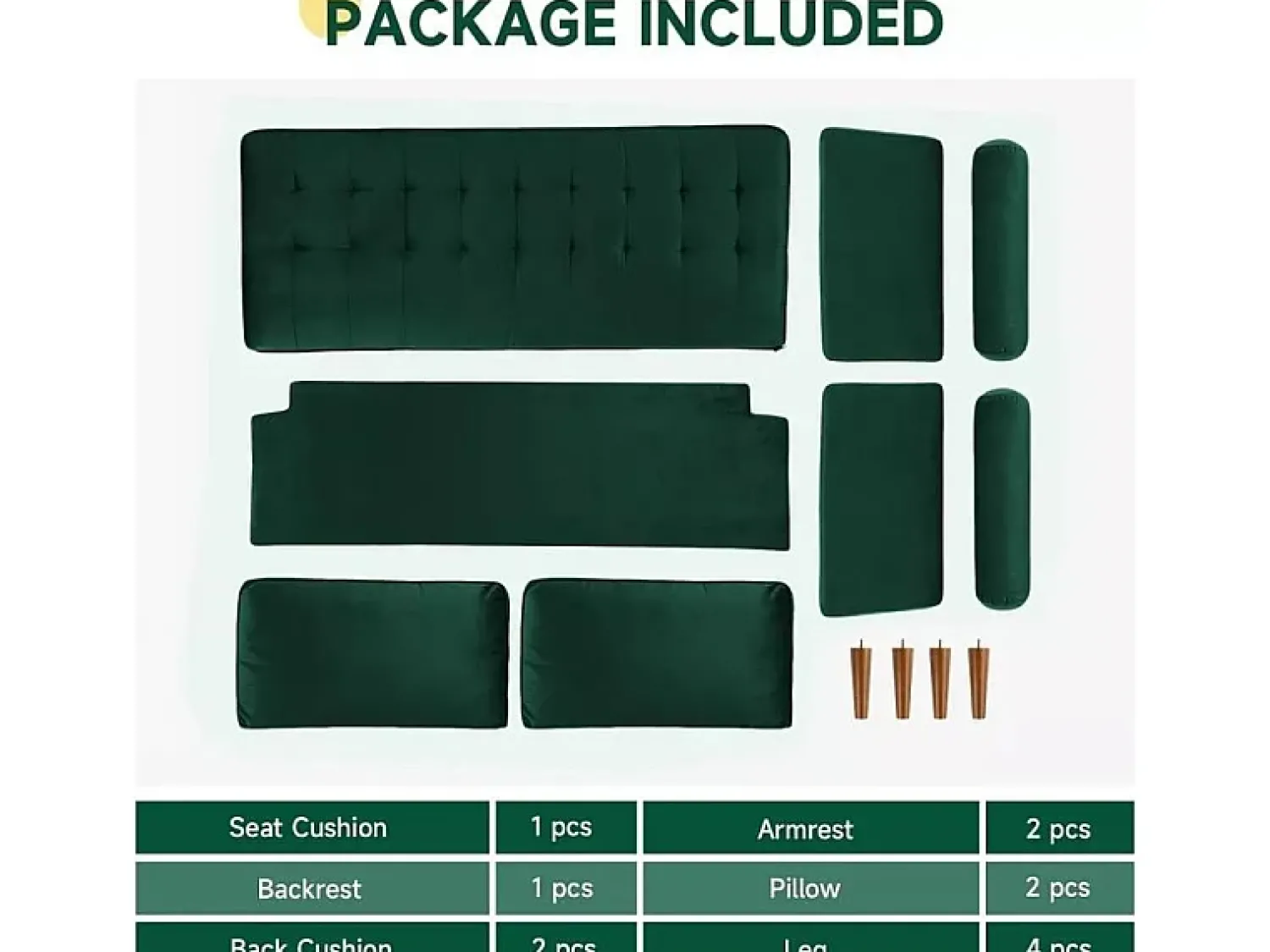 Sofá*DripeX Sofá de 2 -Setente em veludo , sofá moderno da sala de estar, com apoios de braços e pés cônicos, uma região lombar - 148,5x78x85cm Verde