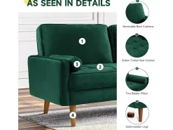 Sofá*DripeX Sofá de 2 -Setente em veludo , sofá moderno da sala de estar, com apoios de braços e pés cônicos, uma região lombar - 148,5x78x85cm Verde