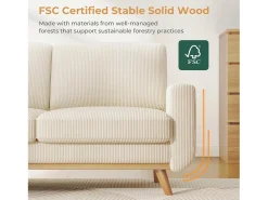 Online DripeX Sofá de 2 -Setente, sofá de madeira maciça, com assento profundo extra, assento com encosto acolchoado - 172x76x88cm Branco sujo