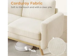 Online DripeX Sofá de 2 -Setente, sofá de madeira maciça, com assento profundo extra, assento com encosto acolchoado - 172x76x88cm Branco sujo
