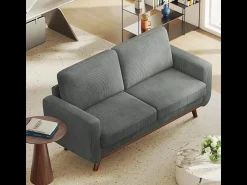 Outlet DripeX Sofá de 2 -Setente, sofá de madeira maciça, com assento profundo extra, assento com encosto acolchoado - 172x76x88cm Cinza antracite