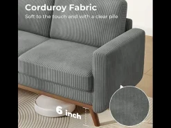 Outlet DripeX Sofá de 2 -Setente, sofá de madeira maciça, com assento profundo extra, assento com encosto acolchoado - 172x76x88cm Cinza antracite