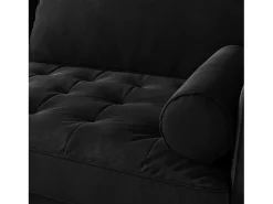 Best DripeX Sofá de 2 -Setter - com 2 almofadas - em veludo - pés de madeira - para quarto, sala de estar - 142x76x69cm - Preto
