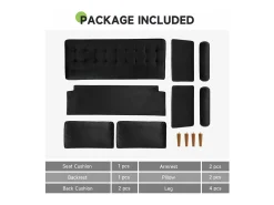 Best DripeX Sofá de 2 -Setter - com 2 almofadas - em veludo - pés de madeira - para quarto, sala de estar - 142x76x69cm - Preto