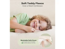 Sofá*DripeX Sofá de 3 -Sety em Teddy Velvet, sofá grande do sofá direito em madeira maciça, sofre com apoios de braços, 210 x 79 x 89 cm - Bege
