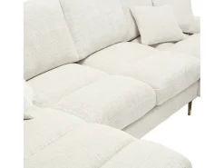 Hot DripeX Sofá de 4 -Sofá, em tecido de lagarta, moldura de madeira sólida, com travesseiros, 272x136x88cm, Bege