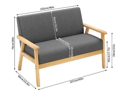 Sofá|DripeX Sofá de 2 -Sofá moderno da sala de estar, em tecido de linho, moldura de madeira, cinza, 107x60x76cm Cinzento