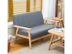 Sofá|DripeX Sofá de 2 -Sofá moderno da sala de estar, em tecido de linho, moldura de madeira, cinza, 107x60x76cm Cinzento
