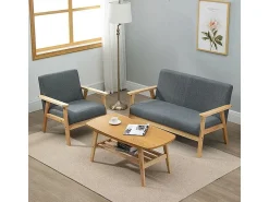 Sofá|DripeX Sofá de 2 -Sofá moderno da sala de estar, em tecido de linho, moldura de madeira, cinza, 107x60x76cm Cinzento