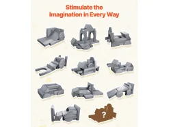Sofá de Brinquedo Modular SucceBuy para Crianças Componente 14PCs, Sofá Seccional Convertível, com Apoios de Braço, em Esponja 28D e Pelo Curto, Sofá Bebê^ Sofá