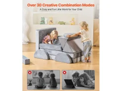 Sofá de Brinquedo Modular SucceBuy para Crianças Componente 14PCs, Sofá Seccional Convertível, com Apoios de Braço, em Esponja 28D e Pelo Curto, Sofá Bebê^ Sofá