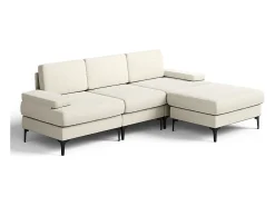 Outlet DripeX Sofá de Canto 3 Lugares em Chenille - com Ottomana - Carga Máx. 650kg - 244x146x83cm - Bege