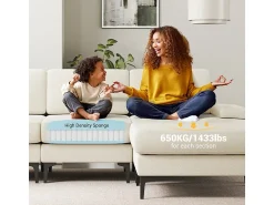 Outlet DripeX Sofá de Canto 3 Lugares em Chenille - com Ottomana - Carga Máx. 650kg - 244x146x83cm - Bege