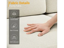 Outlet DripeX Sofá de Canto 3 Lugares em Chenille - com Ottomana - Carga Máx. 650kg - 244x146x83cm - Bege