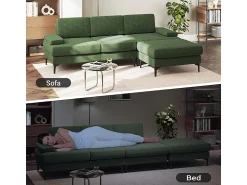 DripeX Sofá de Canto 3 Lugares em Chenille - com Ottomana - Carga Máx. 650kg - 244x146x83cm - Verde