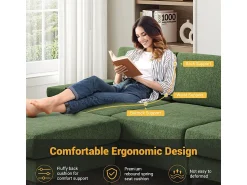 DripeX Sofá de Canto 3 Lugares em Chenille - com Ottomana - Carga Máx. 650kg - 244x146x83cm - Verde