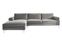 Sofá*Concept-Usine Sofá de canto 4-5 lugares em veludo cinza GALWAY Cinzento