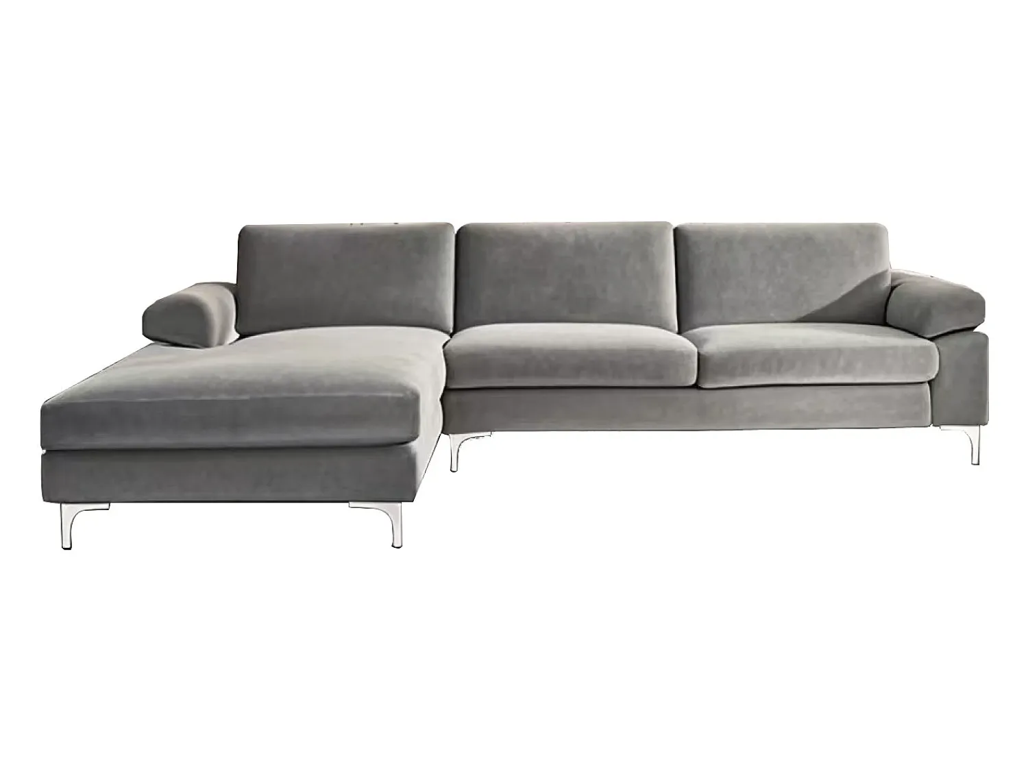 Sofá*Concept-Usine Sofá de canto 4-5 lugares em veludo cinza GALWAY Cinzento