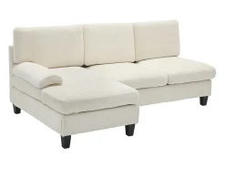 ModernLuxe Sofá de canto 3 lugares em forma de L - 194x118x81 cm - Modular - Almofadas macias - Linho -^ Sofá