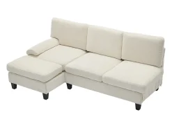 ModernLuxe Sofá de canto 3 lugares em forma de L - 194x118x81 cm - Modular - Almofadas macias - Linho -^ Sofá