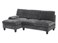 Sofá*ModernLuxe Sofá de canto 3 lugares em forma de L - 194x118x81 cm - Modular - Almofadas macias - Linho - Cinza Cinzento