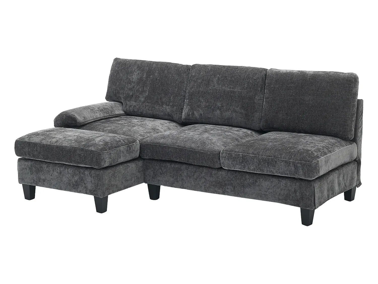 Sofá*ModernLuxe Sofá de canto 3 lugares em forma de L - 194x118x81 cm - Modular - Almofadas macias - Linho - Cinza Cinzento