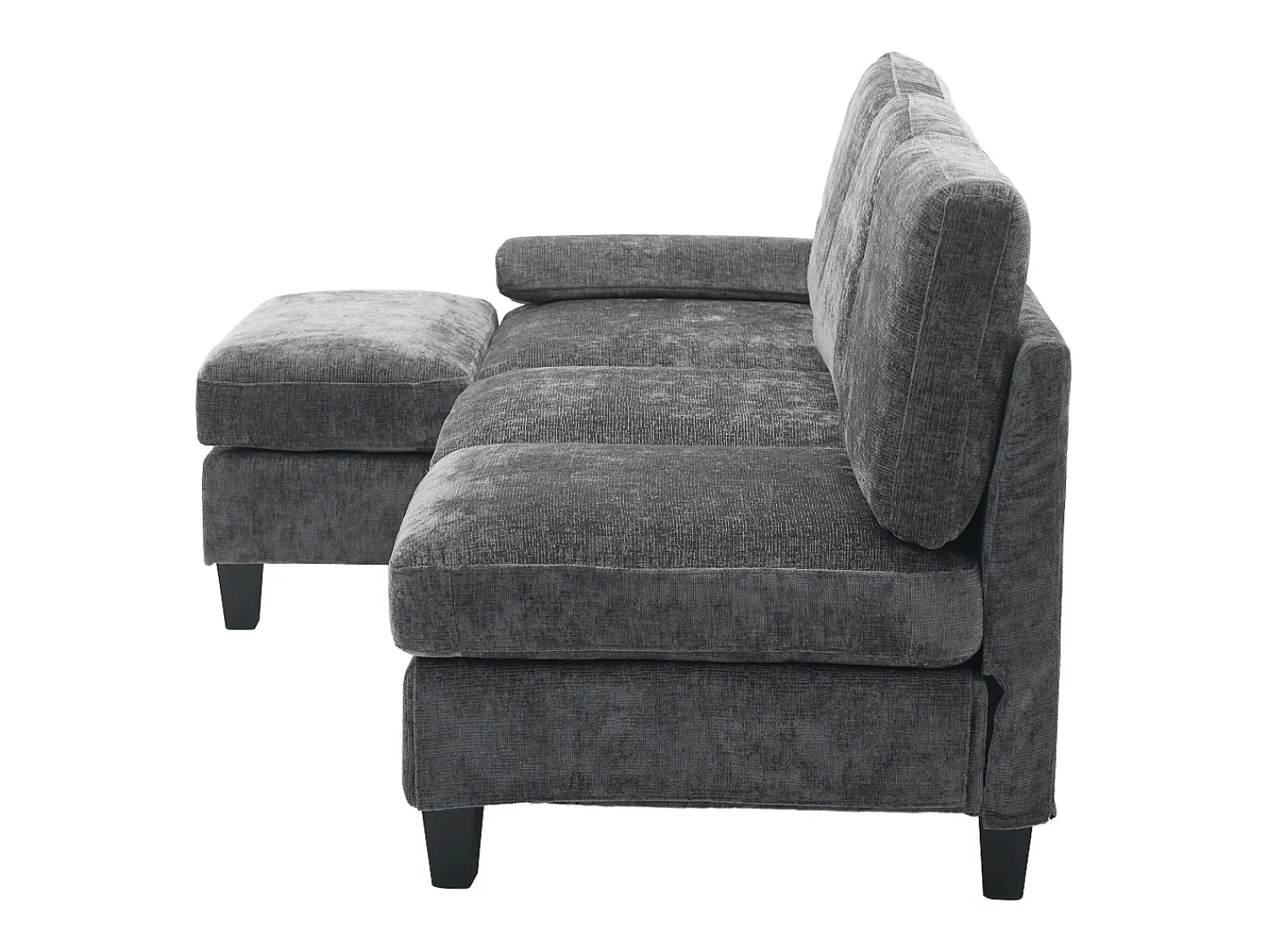 Sofá*ModernLuxe Sofá de canto 3 lugares em forma de L - 194x118x81 cm - Modular - Almofadas macias - Linho - Cinza Cinzento