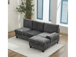 Sofá*ModernLuxe Sofá de canto 3 lugares em forma de L - 194x118x81 cm - Modular - Almofadas macias - Linho - Cinza Cinzento
