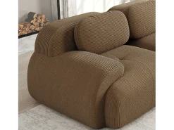 Sofá|DripeX Sofá de canto 3 lugares modular - em Veludo cotelê - com 3 almofadas e puff - 298x178x70cm - Marrom Castanho