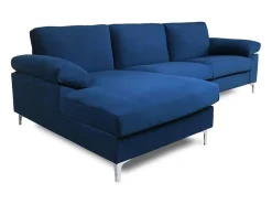 Clearance Concept-Usine Sofá de canto 4/5 lugares veludo GALWAY Azul