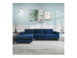Clearance Concept-Usine Sofá de canto 4/5 lugares veludo GALWAY Azul