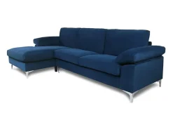 Clearance Concept-Usine Sofá de canto 4/5 lugares veludo GALWAY Azul