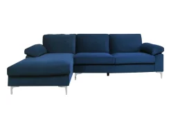 Clearance Concept-Usine Sofá de canto 4/5 lugares veludo GALWAY Azul