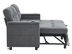 ModernLuxe Sofá de canto 3 lugares 208x146x89,5 cm - Dobrável - com iluminação LED - com porta-copos e saco de armazenamento - Cinza^ Sofá