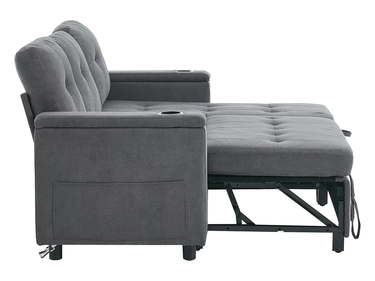 ModernLuxe Sofá de canto 3 lugares 208x146x89,5 cm - Dobrável - com iluminação LED - com porta-copos e saco de armazenamento - Cinza^ Sofá