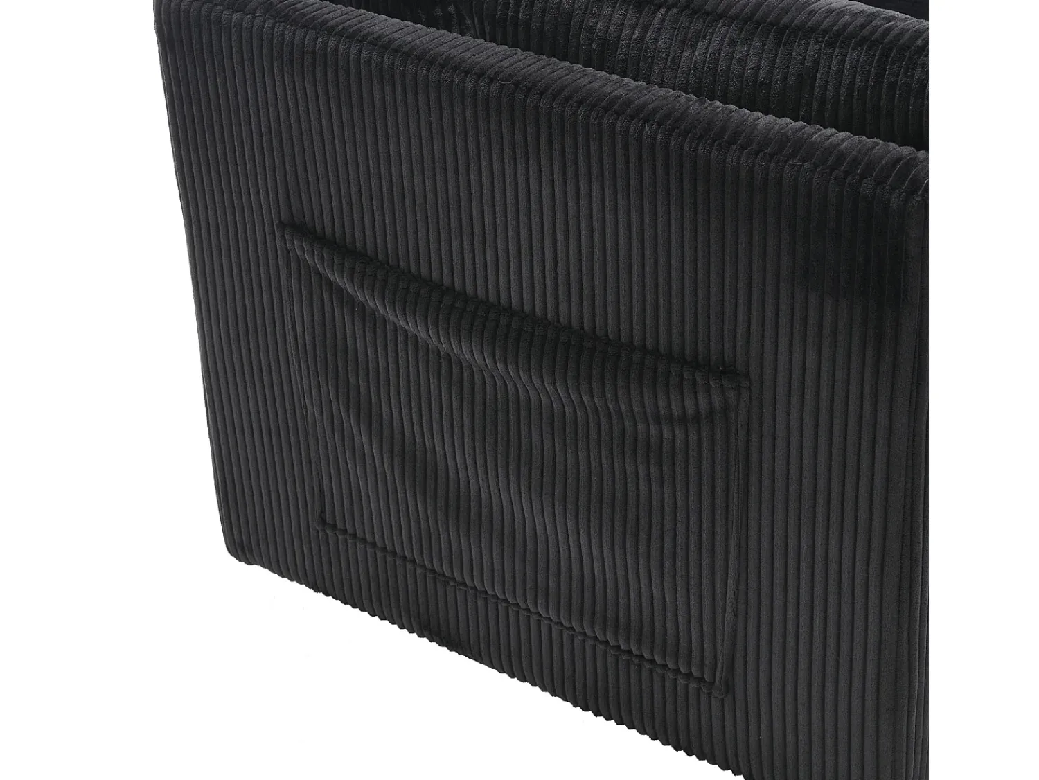 Sofá| Sofá de canto - Sofá com almofadas e assento com arrumação - bolsos de arrumação laterais - Preto