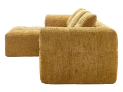 Sofá* Sofá de canto - com bolsas de arrumação e 3 almofadas - chenille - com chaise longue e braços Amarelo