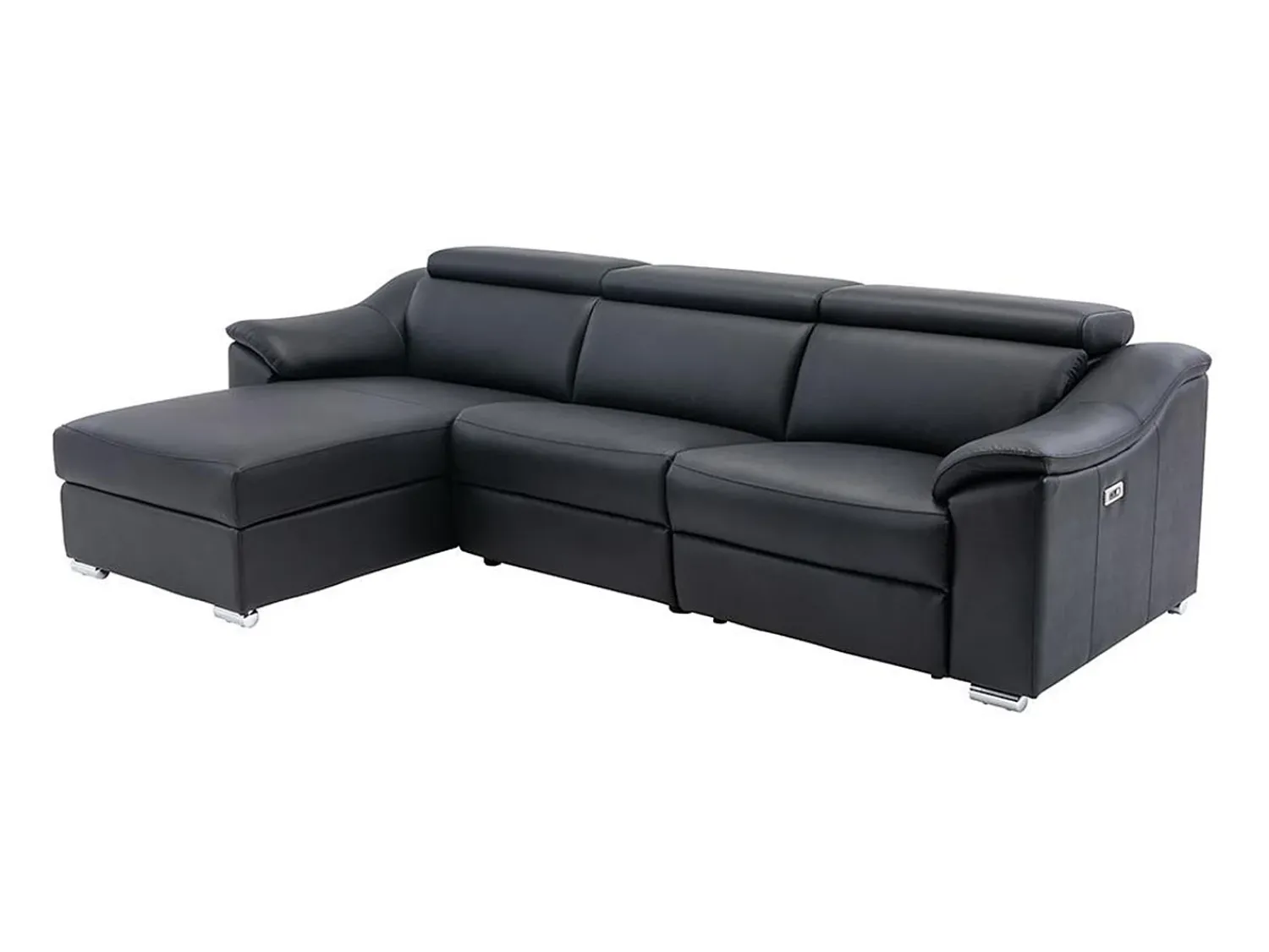 Sofá*LINEA SOFA Sofá de canto articulado em pele superior - Canto esquerdo - PEDRERA Preto