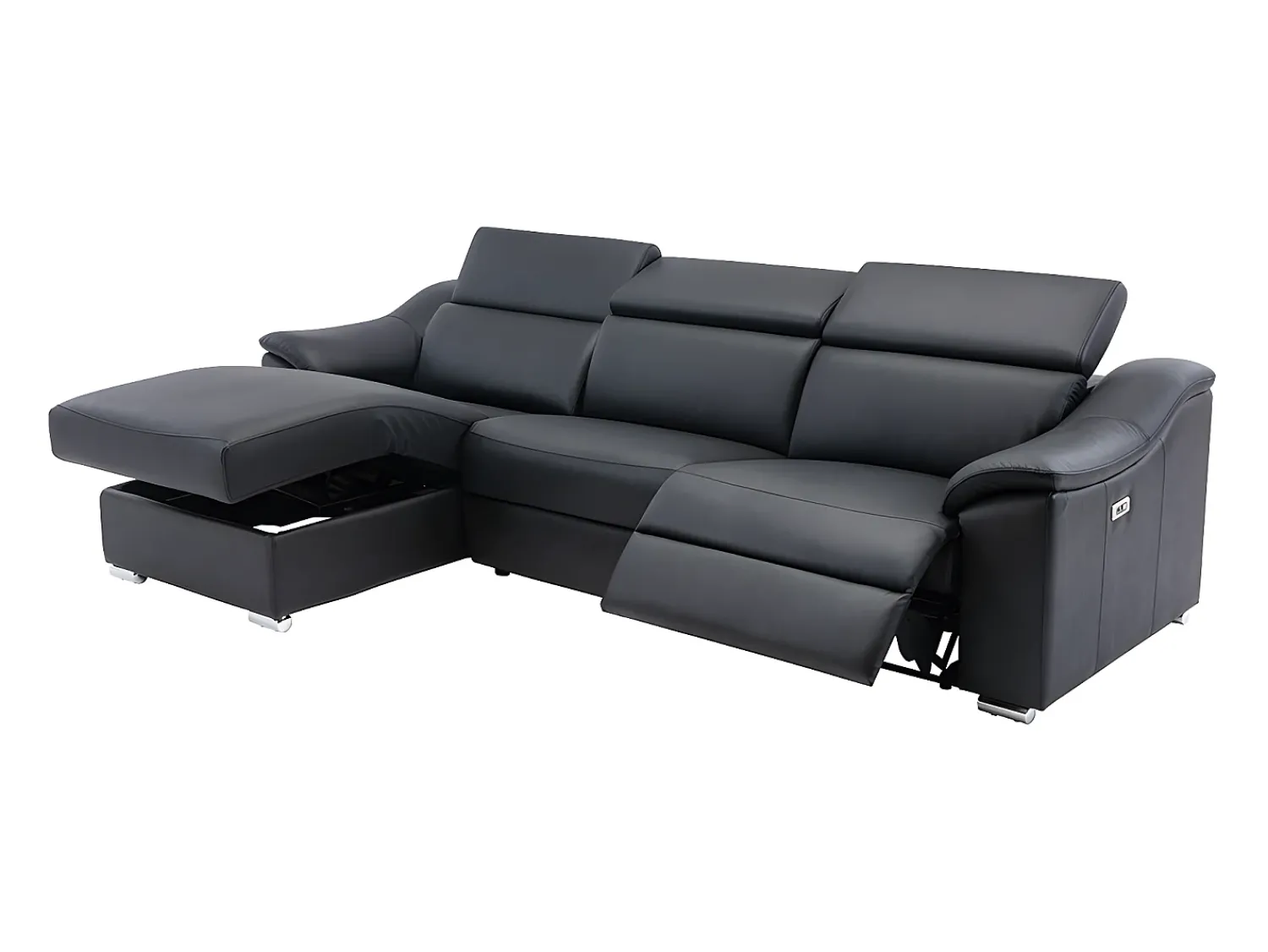 Sofá*LINEA SOFA Sofá de canto articulado em pele superior - Canto esquerdo - PEDRERA Preto